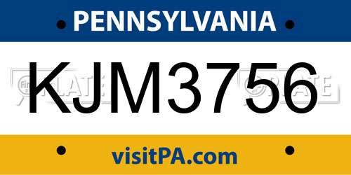 KJM3756 Pennsylvania License Plate