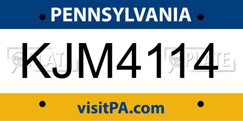 KJM4114 Pennsylvania License Plate