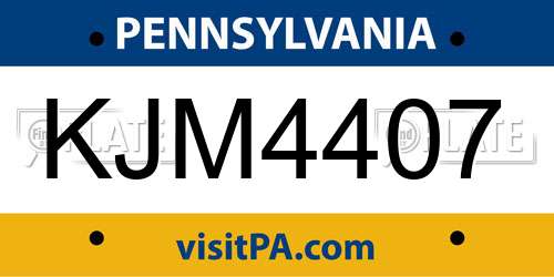KJM4407 Pennsylvania License Plate