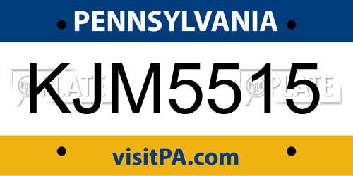 KJM5515 Pennsylvania License Plate