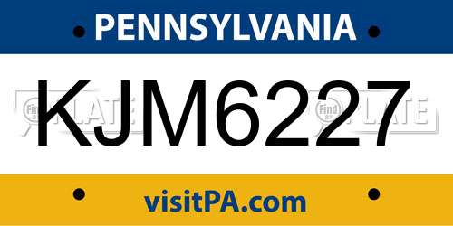 KJM6227 Pennsylvania License Plate