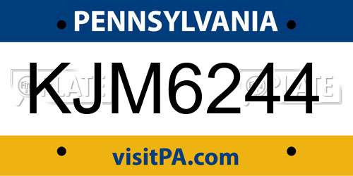 KJM6244 Pennsylvania License Plate