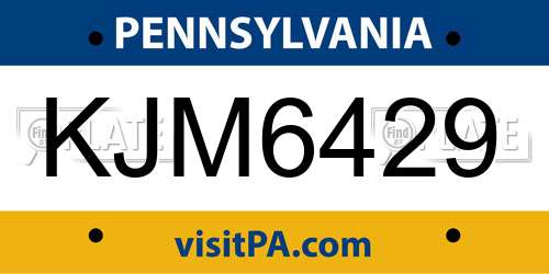 KJM6429 Pennsylvania License Plate