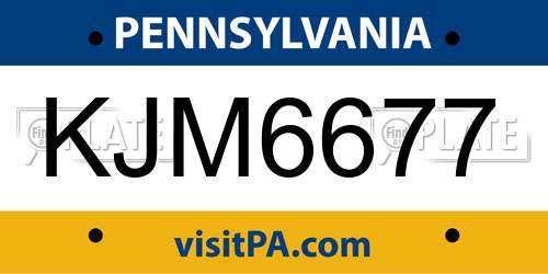 KJM6677 Pennsylvania License Plate