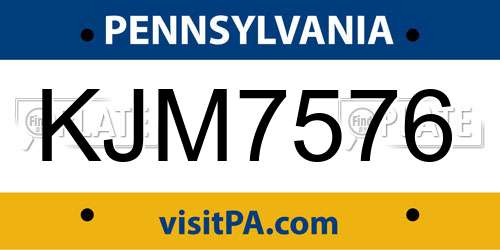 KJM7576 Pennsylvania License Plate