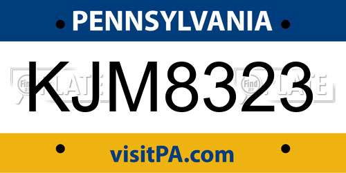 KJM8323 Pennsylvania License Plate