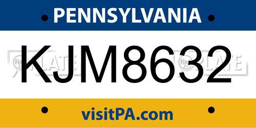 KJM8632 Pennsylvania License Plate
