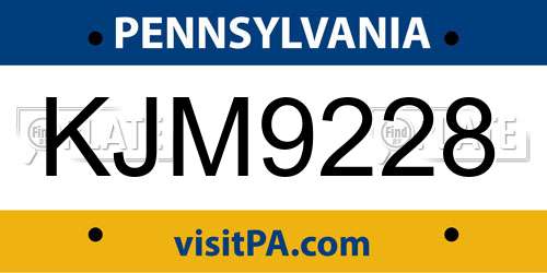 KJM9228 Pennsylvania License Plate