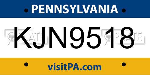 KJN9518 Pennsylvania License Plate