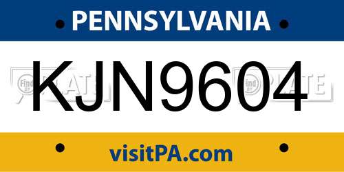 KJN9604 Pennsylvania License Plate