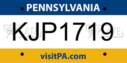 KJP1719 Pennsylvania License Plate