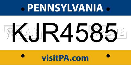 KJR4585 Pennsylvania License Plate
