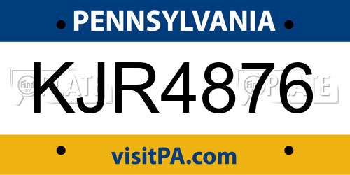 KJR4876 Pennsylvania License Plate