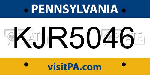 KJR5046 Pennsylvania License Plate