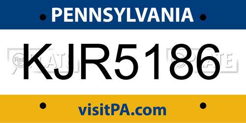 KJR5186 Pennsylvania License Plate