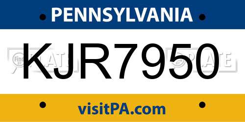 KJR7950 Pennsylvania License Plate