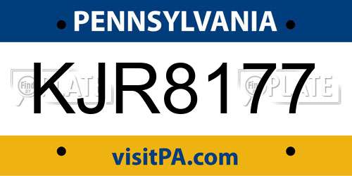 KJR8177 Pennsylvania License Plate
