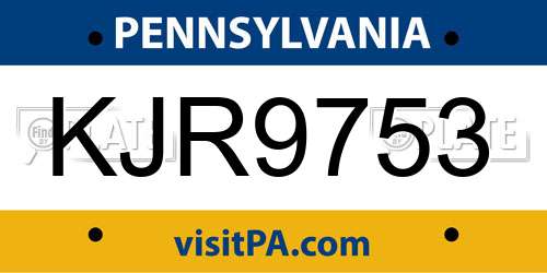 KJR9753 Pennsylvania License Plate