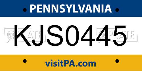 KJS0445 Pennsylvania License Plate
