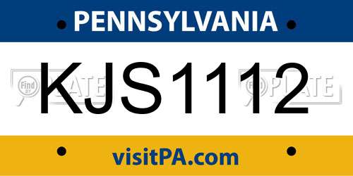 KJS1112 Pennsylvania License Plate