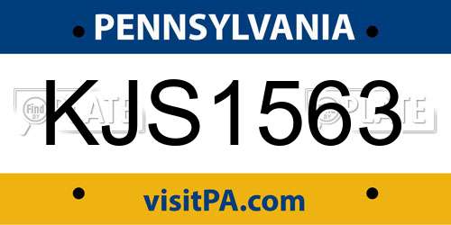 KJS1563 Pennsylvania License Plate