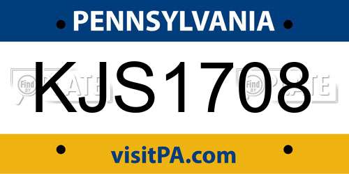 KJS1708 Pennsylvania License Plate
