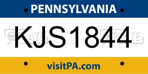 KJS1844 Pennsylvania License Plate