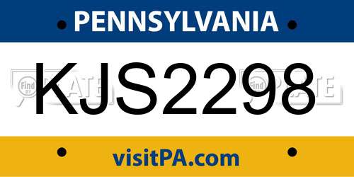 KJS2298 Pennsylvania License Plate