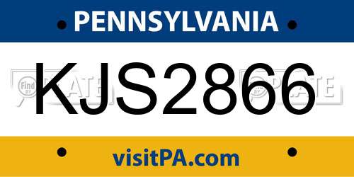 KJS2866 Pennsylvania License Plate