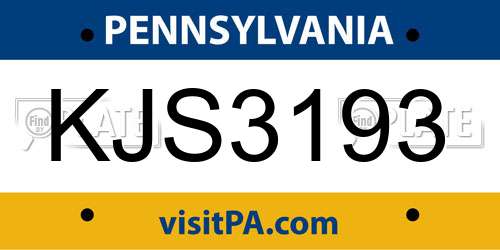 KJS3193 Pennsylvania License Plate