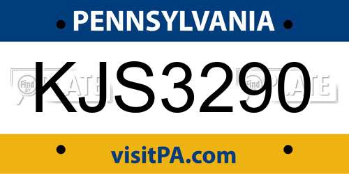 KJS3290 Pennsylvania License Plate