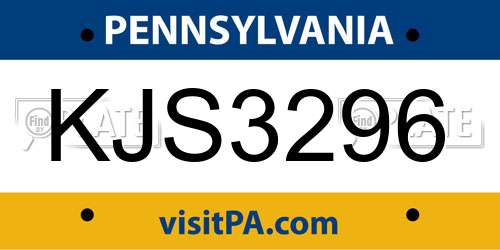 KJS3296 Pennsylvania License Plate