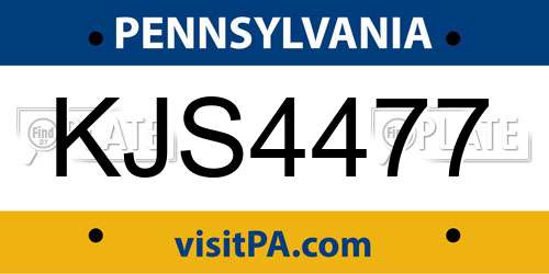 KJS4477 Pennsylvania License Plate