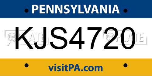 KJS4720 Pennsylvania License Plate