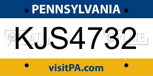 KJS4732 Pennsylvania License Plate