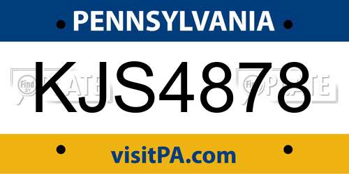 KJS4878 Pennsylvania License Plate