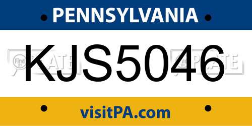 KJS5046 Pennsylvania License Plate