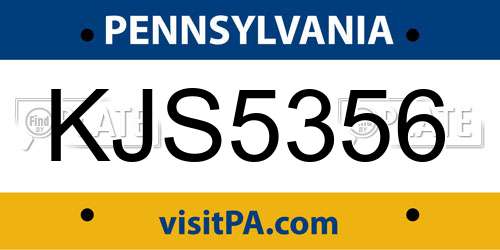 KJS5356 Pennsylvania License Plate