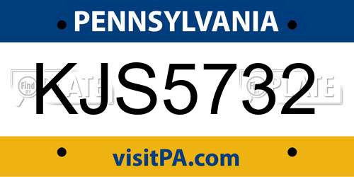 KJS5732 Pennsylvania License Plate