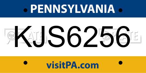 KJS6256 Pennsylvania License Plate