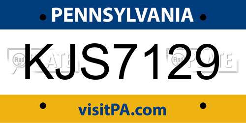 KJS7129 Pennsylvania License Plate