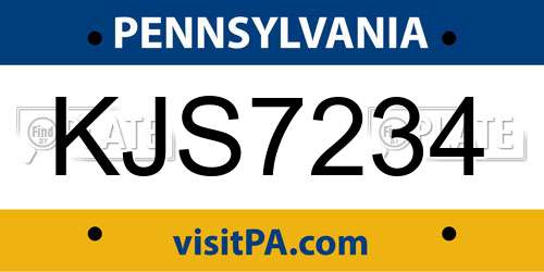 KJS7234 Pennsylvania License Plate