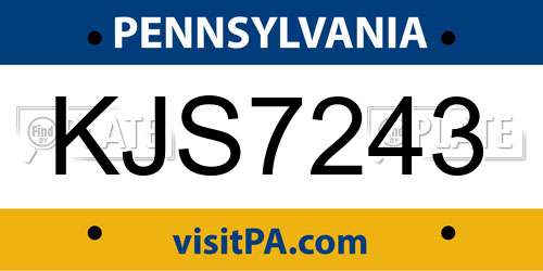 KJS7243 Pennsylvania License Plate