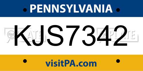KJS7342 Pennsylvania License Plate