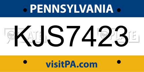 KJS7423 Pennsylvania License Plate