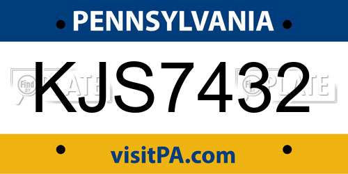KJS7432 Pennsylvania License Plate