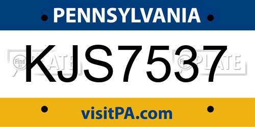 KJS7537 Pennsylvania License Plate