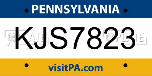 KJS7823 Pennsylvania License Plate