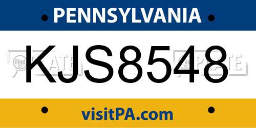 KJS8548 Pennsylvania License Plate