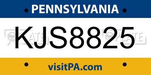 KJS8825 Pennsylvania License Plate